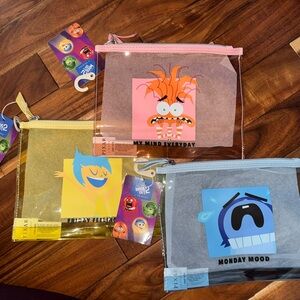 Primark Pixar Kids Zipper Pouch Set - Pink, Yellow, Gray